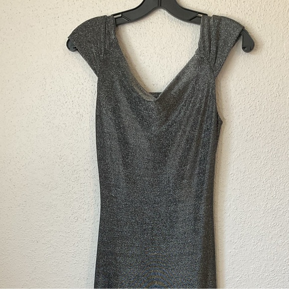Reformation Jamen Knit Silver Metallic Sparkly Midi Dress Size Medium - Picture 9 of 15